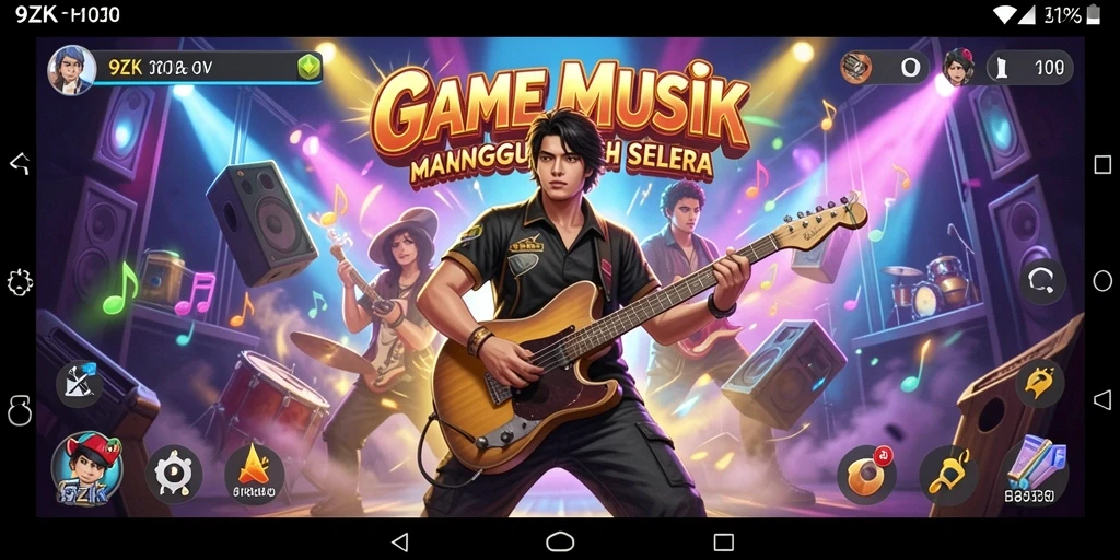 Tampilan gameplay <strong>9ZK</strong> saat pemain mengikuti irama musik dengan penuh semangat.