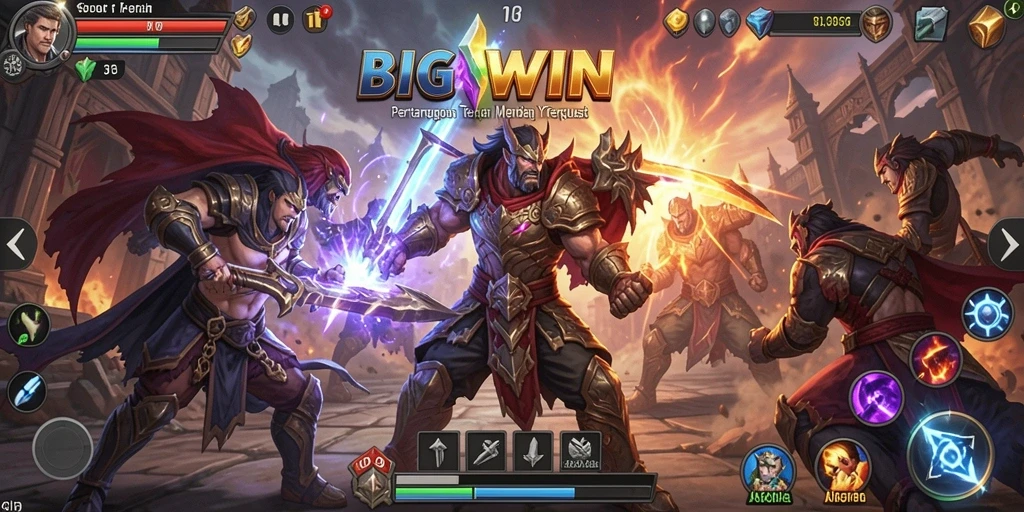 Screenshot gameplay BIGWIN yang menunjukkan aksi pertarungan Battle Royale.