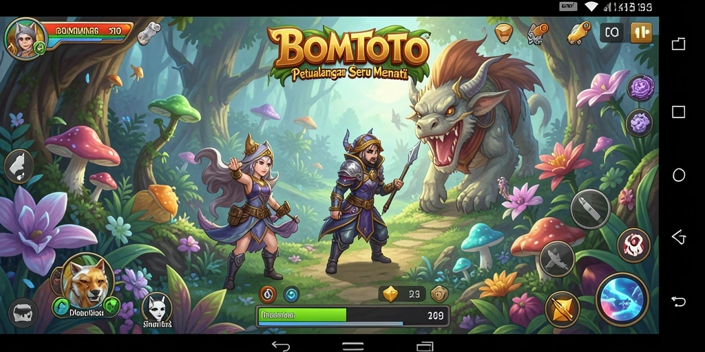 Screenshot gameplay dari BOMTOTO yang menunjukkan aksi seru dalam petualangan.