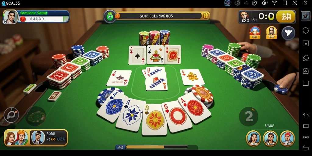 Tampilan gameplay seru dalam aplikasi Gaple GOAL55.