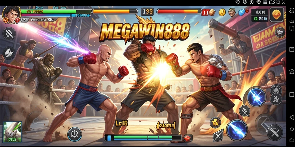 Screenshot MEGAWIN888 menampilkan aksi pertarungan yang mendebarkan.