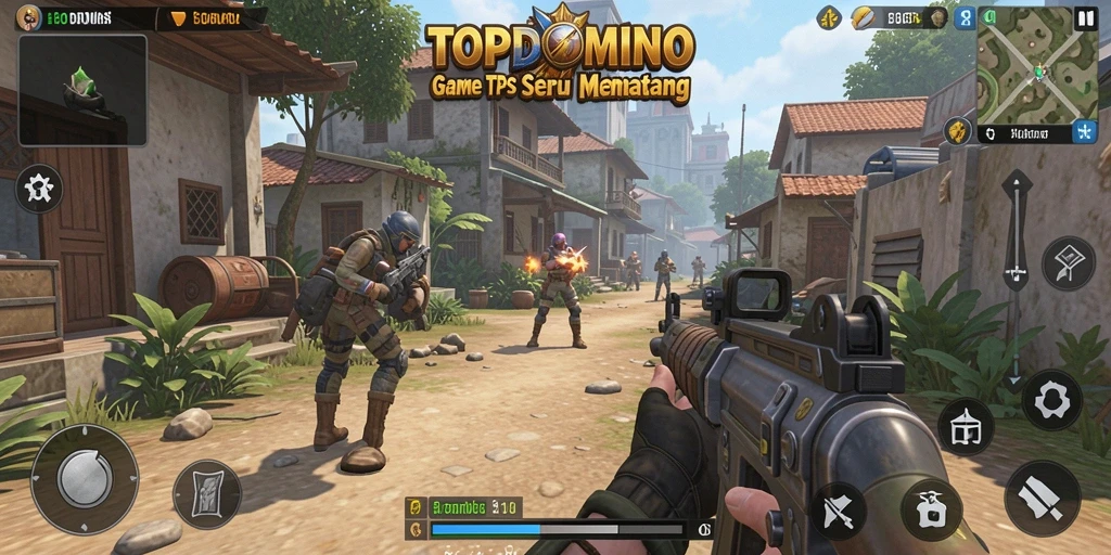 Screenshot gameplay seru dari TOPDOMINO dengan karakter beraksi.